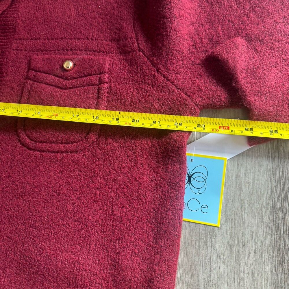 NWT CeCe Red Cardigan Sweater Large Blazer Preppy Office Thick Elegant MP $109 - Picture 10 of 14